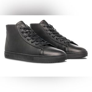 CLAE BRADLEY MID Triple Black Leather high top Sneakers shoes size 9 mens